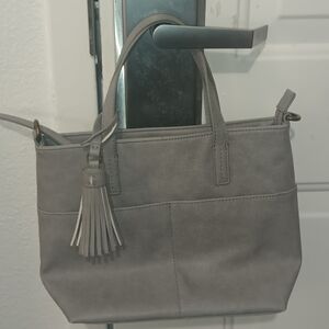 Elegant Gray Women's Tote with Tassel
